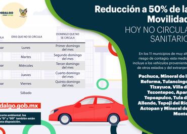Por repunte de casos de Covid, reactivan Hoy No Circula sanitario en Hidalgo