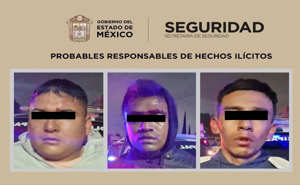 Arrestan a tres hombres tras persecución por robo de camioneta de lujo en Edomex. Foto: Especial