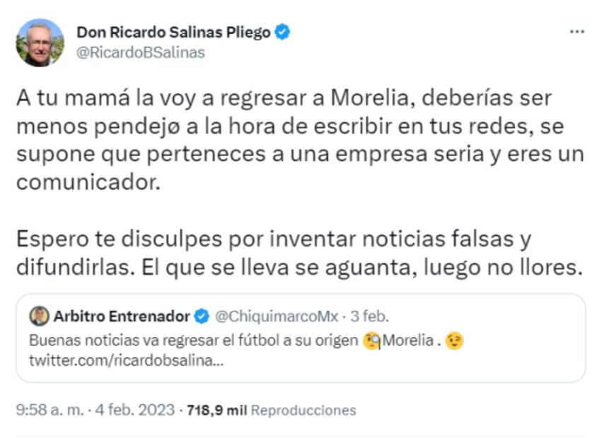 Ricardo Salinas Pliego le dice “pend…” a comentarista de TUDN