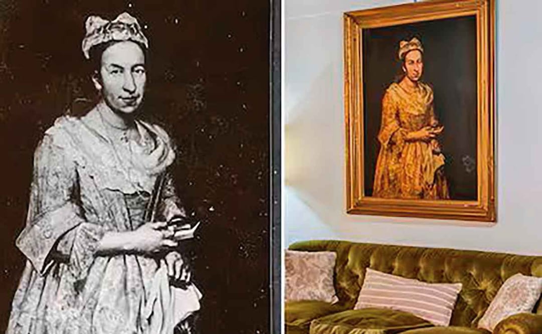 Retrato de una dama, del pintor italiano Giuseppe Ghislandi, colgado en la sala de la casa en venta en Mar del Plata, que pertenece a una de las hijas de Friedrich Kadgien. Fotos: LA NACIÓN