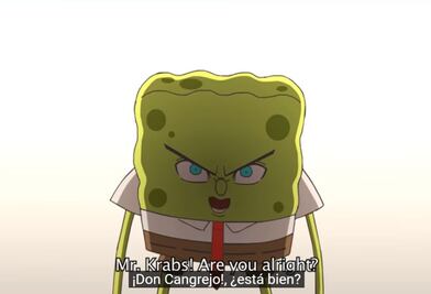 Bob Esponja al estilo anime lucha para salvar las cangreburger