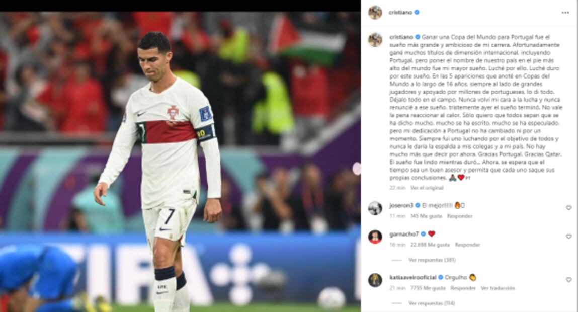 Cristiano Ronaldo confirma que Qatar 2022 fue su último Mundial; escribió emotivo mensaje