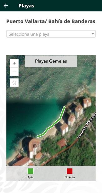 Mapa de monitoreo en Playas MX. Foto: Captura de pantalla