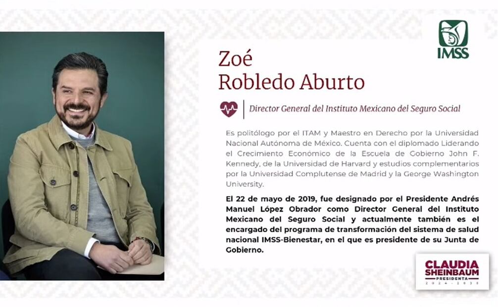 Zoé Robledo, permanece como director del IMSS con Sheinbaum. Foto: Captura de pantalla