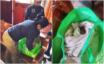Dentro de bolsa del super abandonan a bebé en banca de iglesia en Zacatelco, Tlaxcala; 