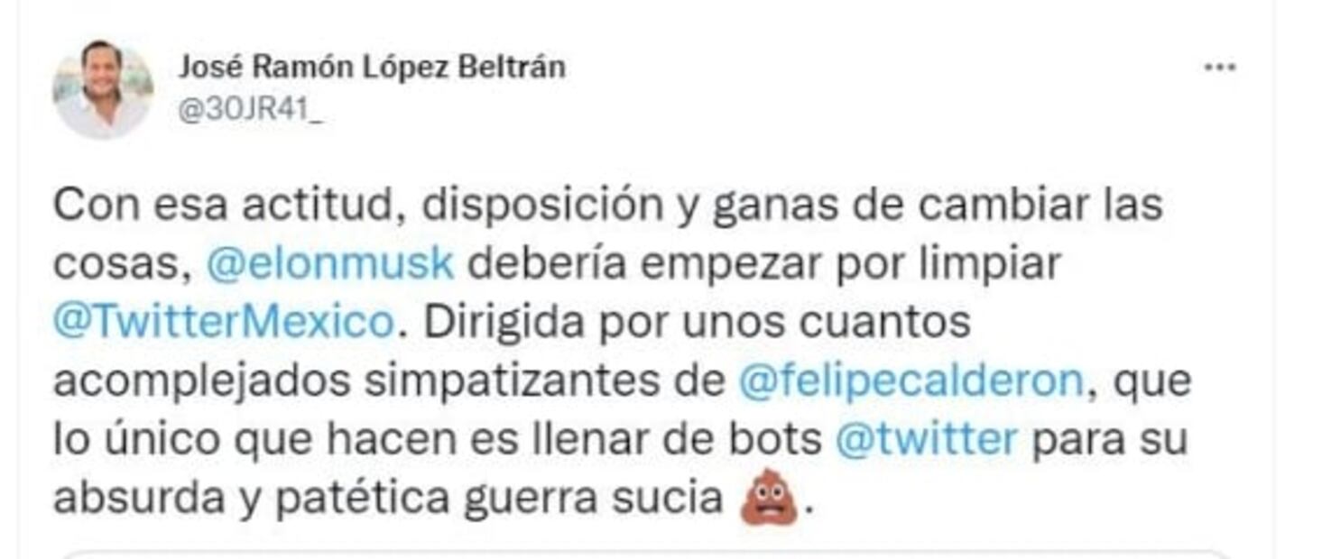 José Ramón López Beltrán pide a Elon Musk limpiar Twitter de los “acomplejados simpatizantes” de Calderón
