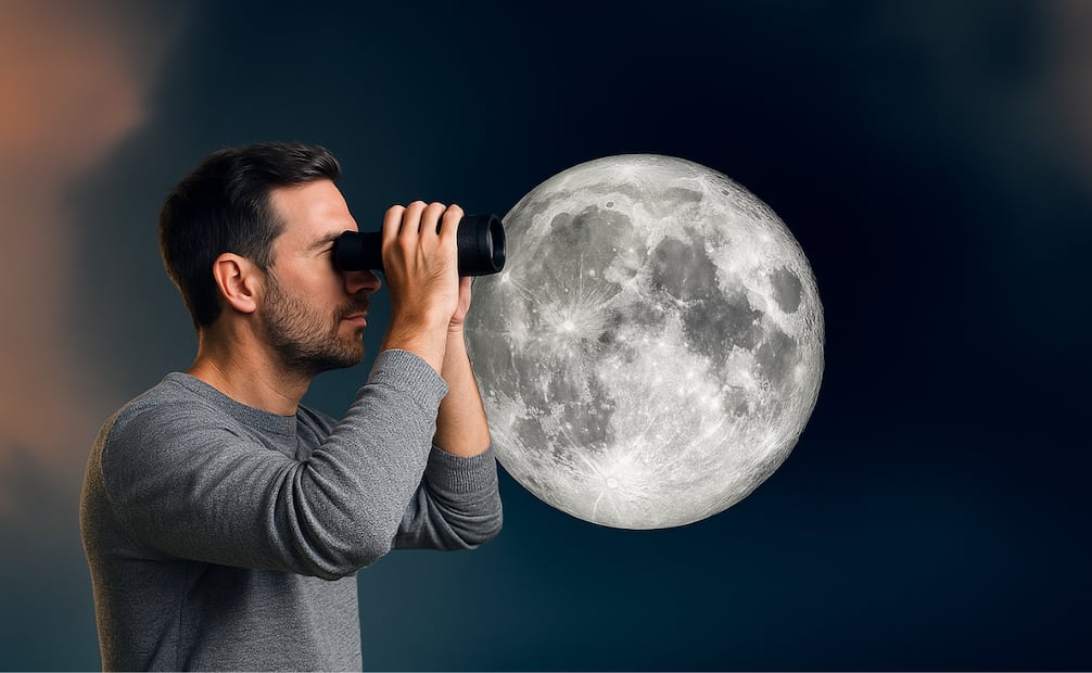 Esta Superluna de Cosecha de octubre 2025 se verá a simple vista, por lo que no es necesario el uso de binoculares o telescopios. Foto: Creada con IA (ChatGPT)