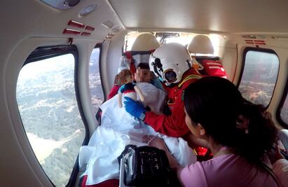 Relámpagos de Edomex: trasladan en helicóptero a niño de 2 años con obstrucción en vías respiratorias