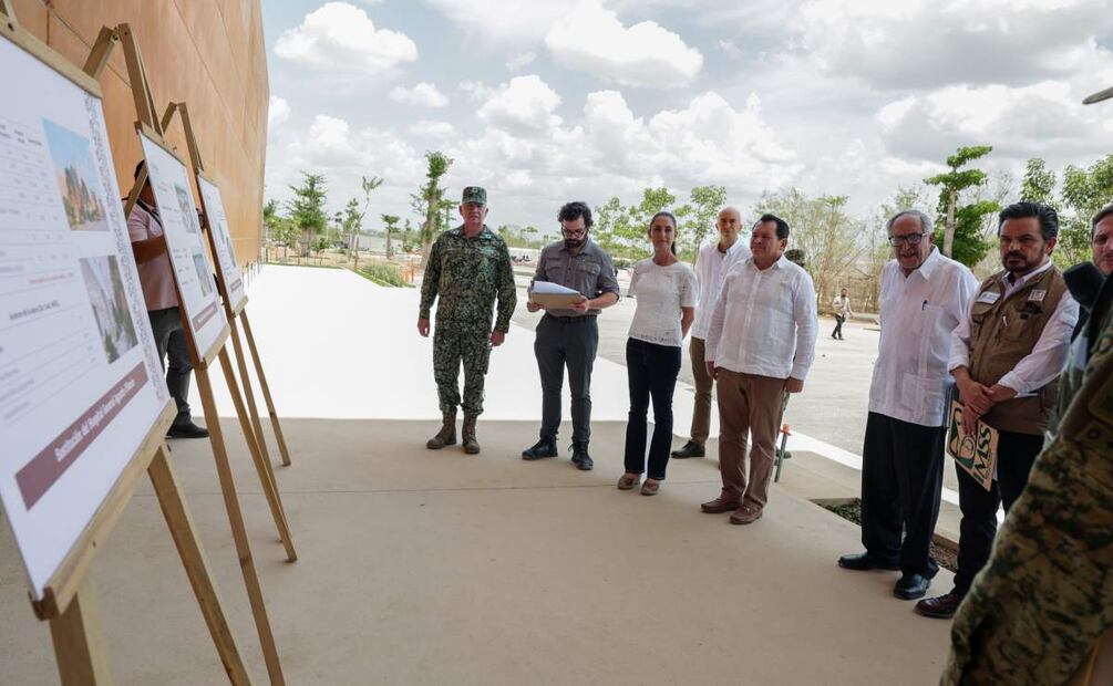 Sheinbaum y el gobernador de Yucatán supervisan avance del nuevo Hospital General Agustín O’Horán (21/06/2025). Foto: Especial