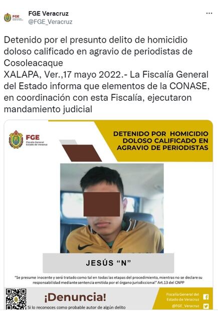 Detienen a “El Mara”, presunto asesino de las periodistas Sheila Johana y Yesenia Mollinedo en Veracruz