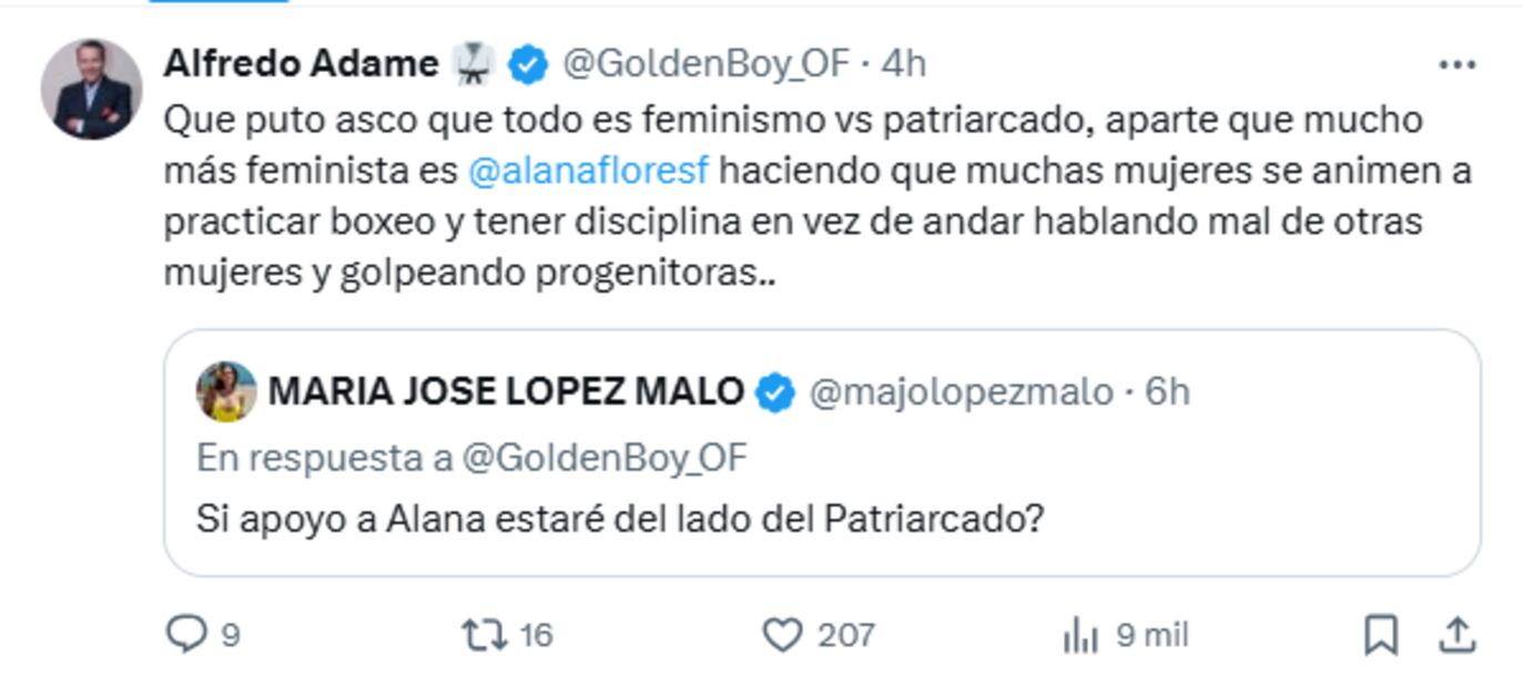El actor Alfredo Adame respaldó a la streamer mexicana, Alana Flores. Foto: Captura de pantalla