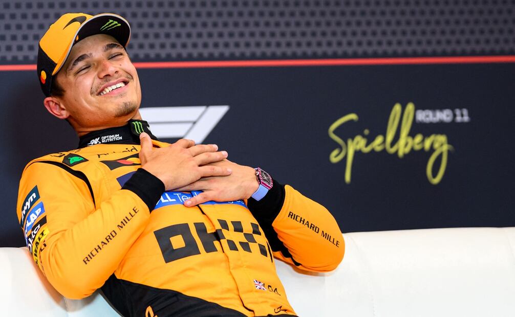 Lando Norris en conferencia de prensa, después de conseguir la pole position del Gran Premio de Austria - Foto: AFP