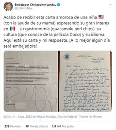 "Mi hermano ama el guacamole"; la carta de una niña que enterneció al embajador Landau 