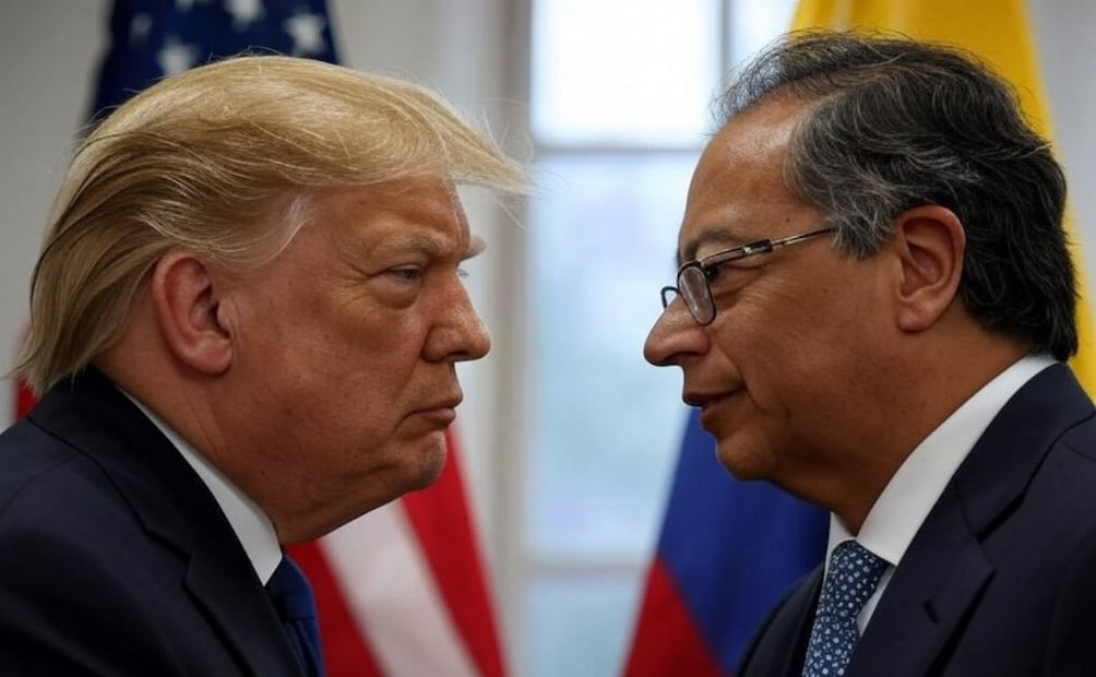 Donald Trump y Gustavo Petro protagonizaron un desencuentro el pasado domingo. Imagen: Generada con inteligencia artificial
