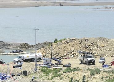 Presa de Cerro Prieto en mínimo nivel