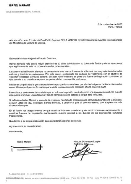 Isabel Marant se disculpa con las comunidades purépechas