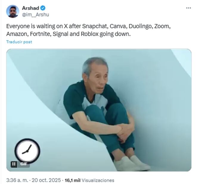 Caída mundial de Amazon Web Services desata ola de memes en redes sociales. Fuente: X
