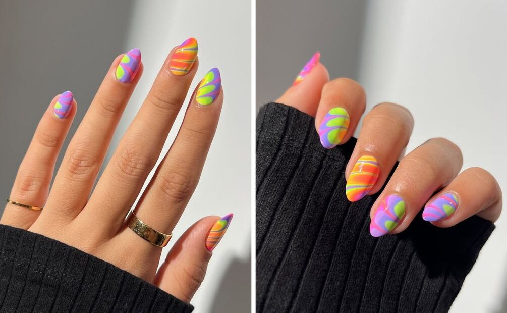Lleva los tonos neón en diseños con formas orgánicas y abstractas. Foto: Especial. Instagram