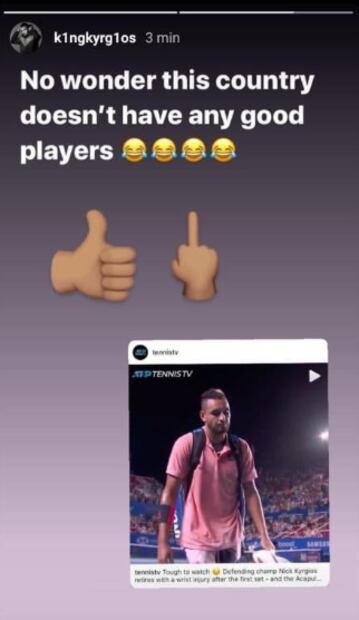 Nick Kyrgios "pinta dedo" a la afición en México