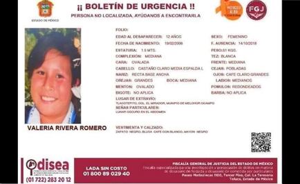 Hallan cuerpo de Valeria, la niña de 12 años reportada como desaparecida en Edomex