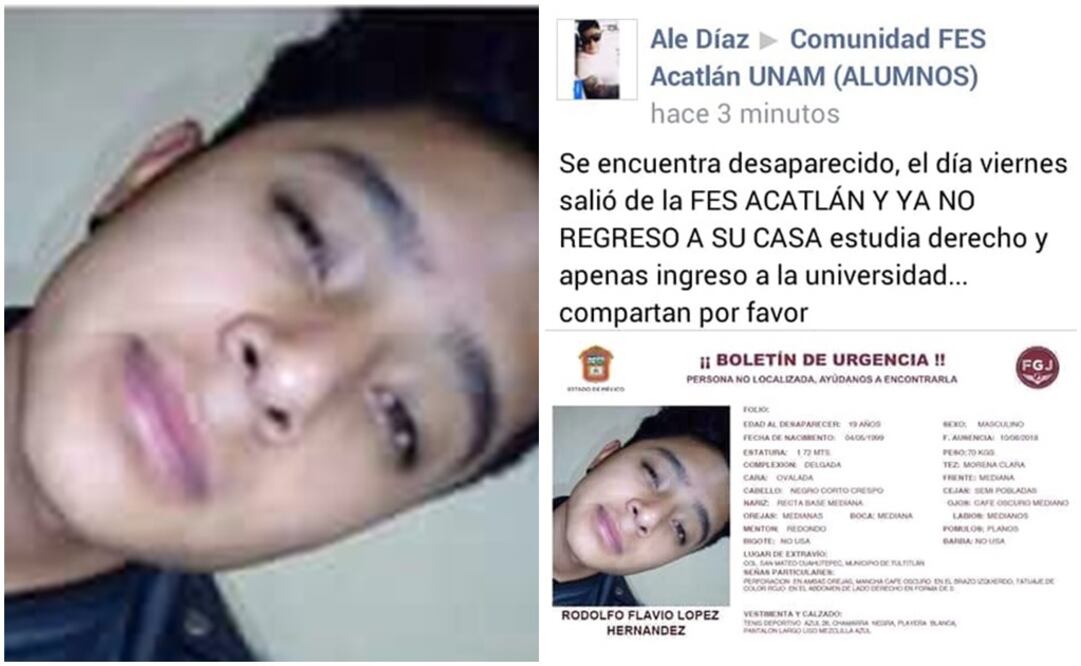 Estudiantes de FES Acatlán, difunden la imagen de su compañero a fin de aportar datos para su localización. (Fotografía: Especial)
