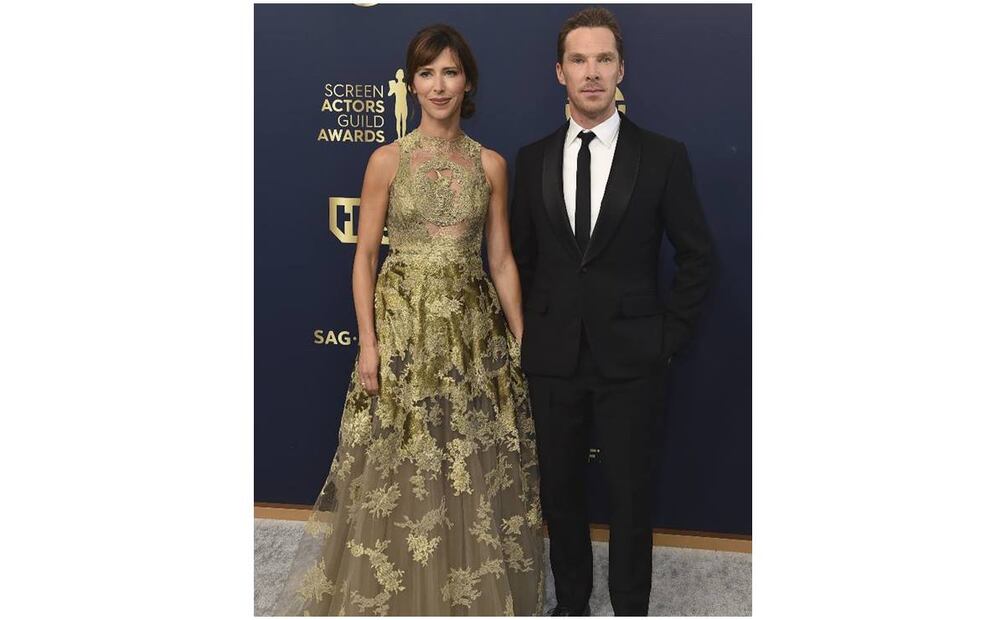 Sophie Hunter llegó radiante con Benedict Cumberbatch. Foto: AP

