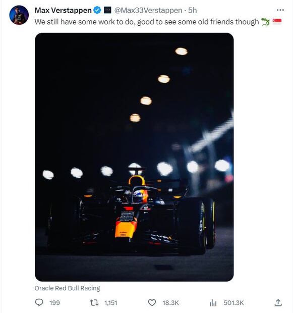 Tweet de Max Verstappen  - Foto: @Max33Verstappen en Instagram