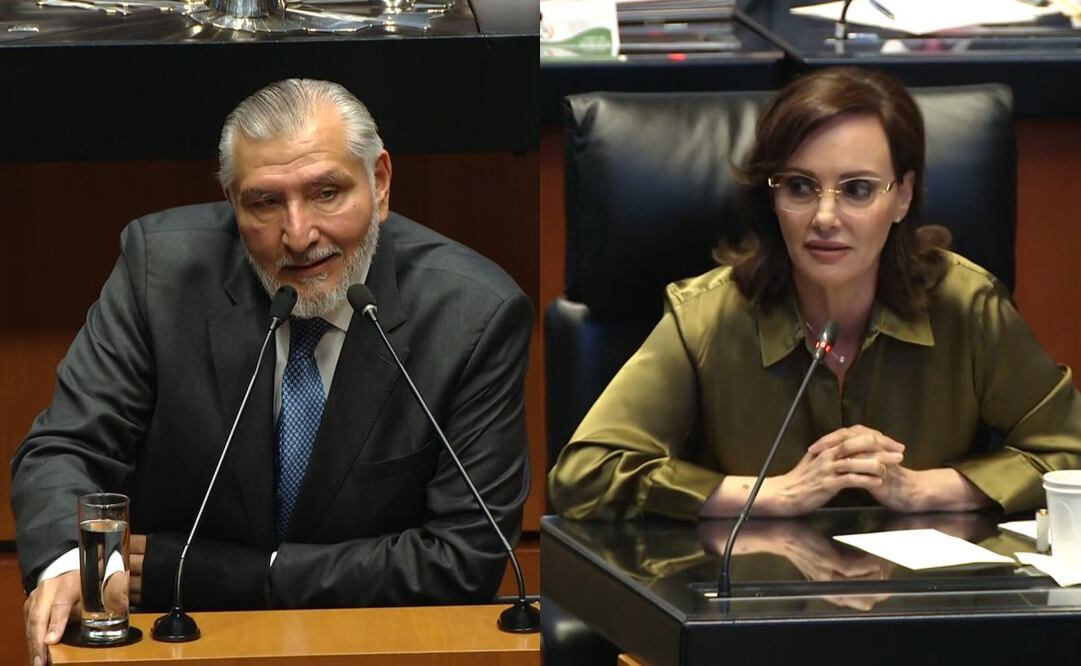 Adán Augusto y Lilly Téllez discuten en la Comisión Permanente del Senado de la República. Foto: Captura