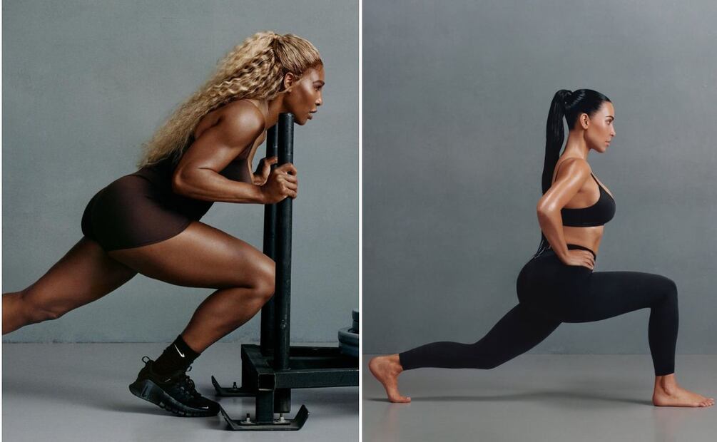 Serena Williams y Kim Kardashian con prendas de la colección. Foto: Especial