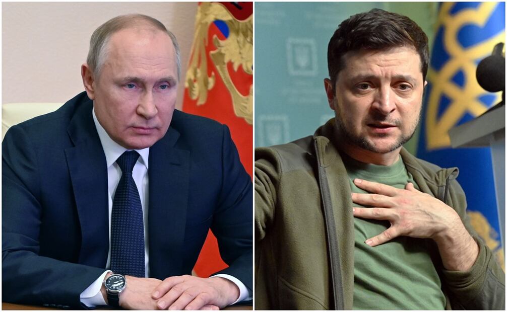 Vladimir Putin, presidente de Rusia, y Volodimir Zelensky, mandatario de Ucrania. Foto: AFP -EFE