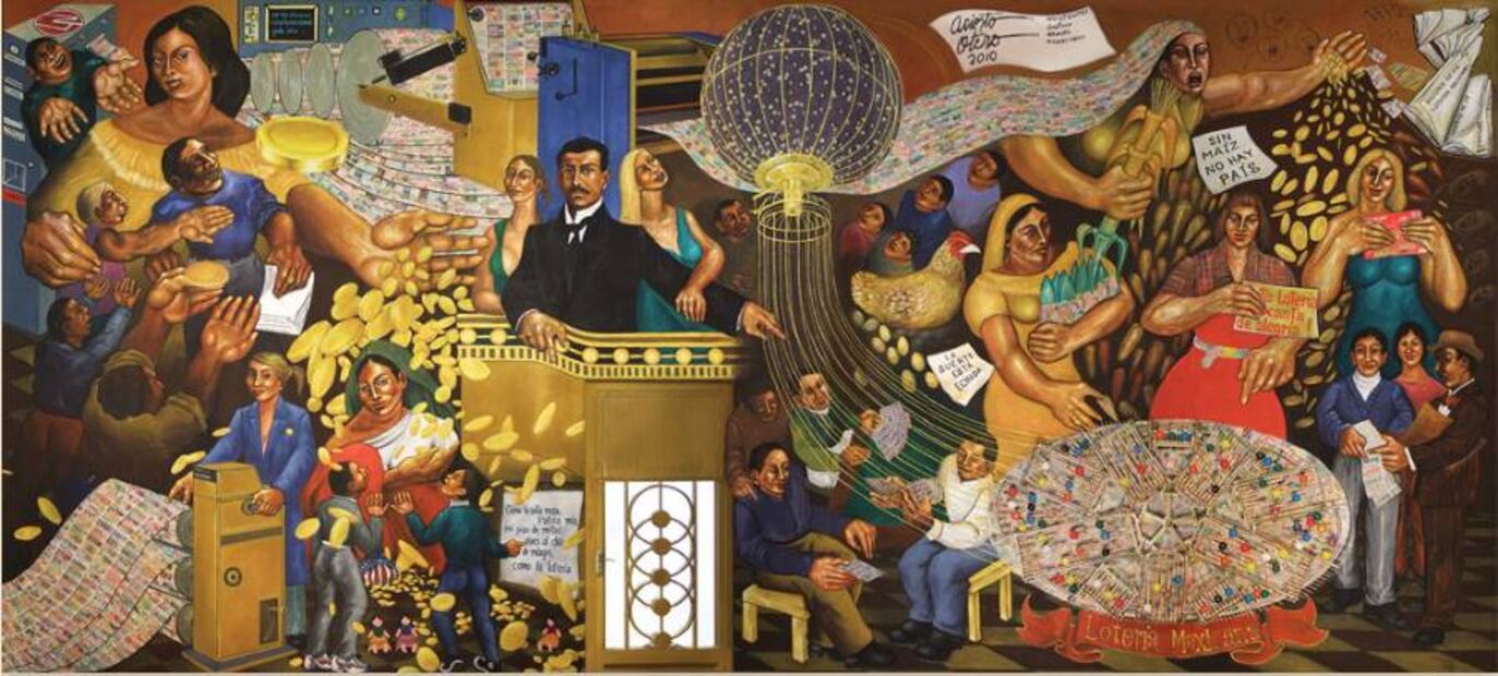 Mural Juego de la fortuna en el vestíbulo del edificio de la Lotería Nacional tomada en julio de 2010 / Foto: Agencia EL UNIVERSAL/Agustín Salinas.