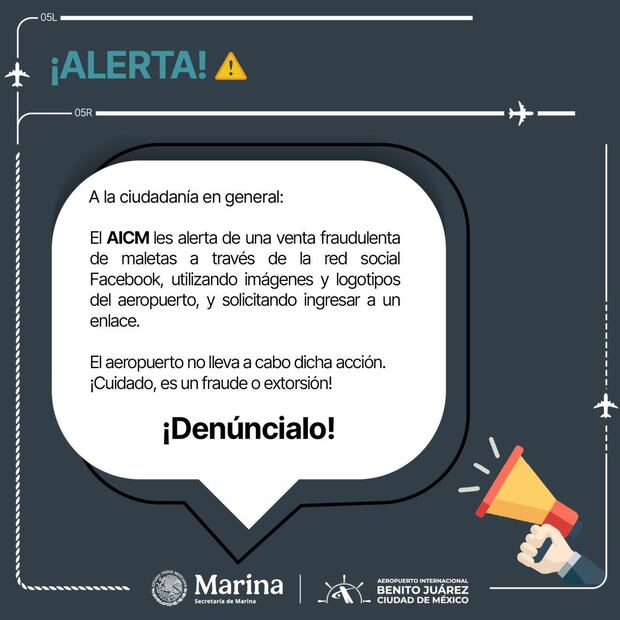 "Fraude de las maletas perdidas" en el AICM. Foto: X @AICM_mx