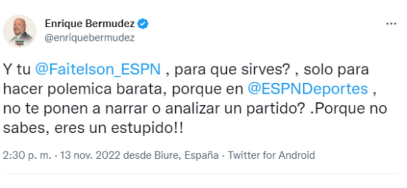 Enrique 'Perro' Bermúdez responde a Faitelson: "Eres un estúpi..."