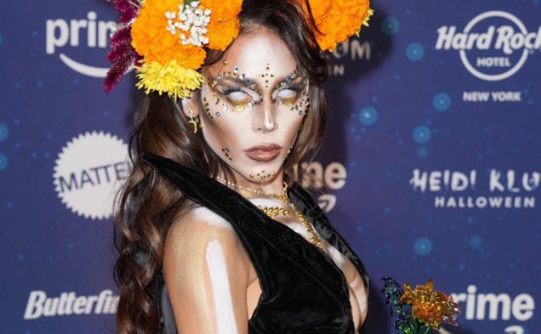Danna Paola lució como la tradicional Catrina en el Halloween organizado por la modelo Heidi Klum.