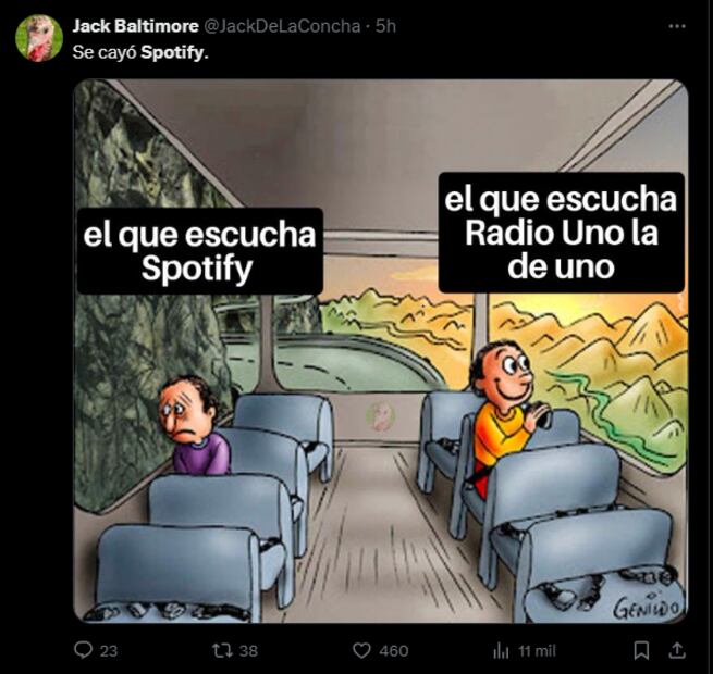 Memes de la caída de Spotify. Fotos: Redes Sociales