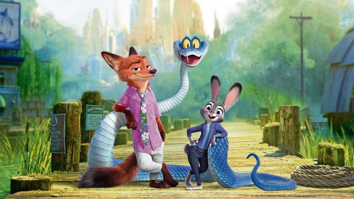 Nick Wilde, Gary De’Snake y Judy Hopps, protagonistas de Zootopía 2. Foto: Disney
