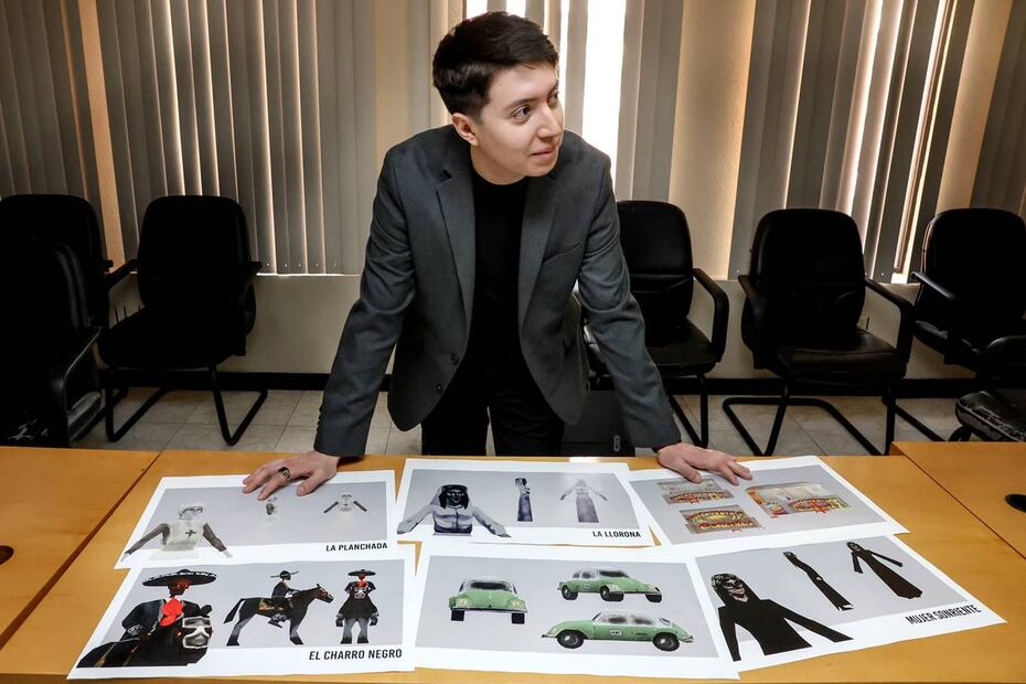 Para Victor, el Charro Negro es un personaje del imaginario mexicano que impone como pocos, por eso fue el primero de los seres sobrenaturales que diseñó. Sobre la Llorona, nos comparte que siempre la visualizó con la ropa húmeda y lodosa, no como una novia recién peinada. Foto: Yaretzy M. Osnaya.