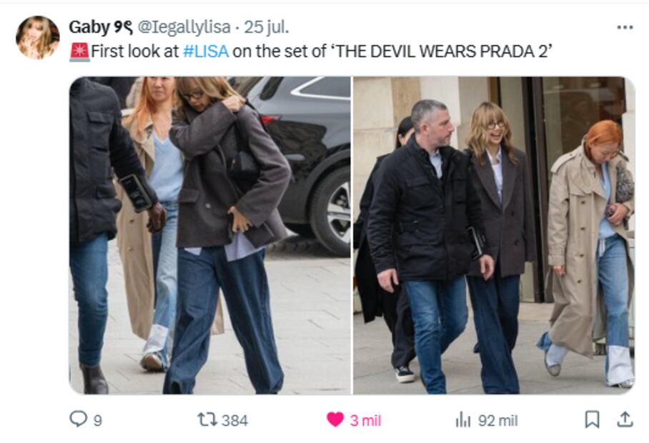 Memes por las grabaciones de El diablo viste a la moda 2. Foto: X