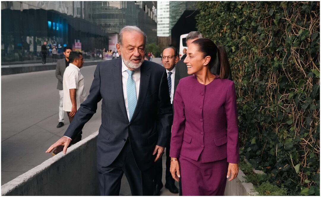 Claudia Sheinbaum, tuvo un encuentro con el empresario Carlos Slim al acudir al Museo Sumaya. Foto: Captura de pantalla