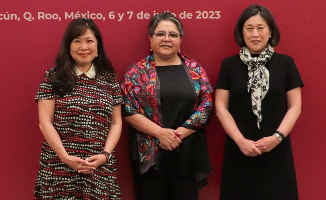 Representantes comerciales de México, EU y Canadá. Foto: Twitter de la Secretaría de Economía