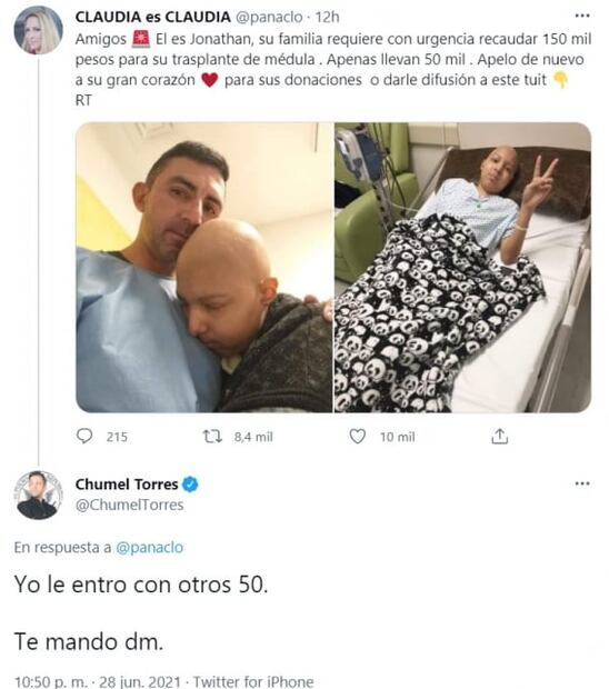 Aplauden solidaridad de Chumel Torres con Jonathan, un niño con cáncer 
