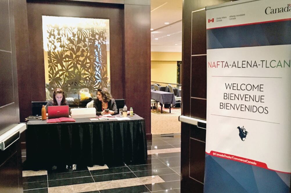 Aspecto de la sede en Montreal de la sexta ronda de negociaciones del Tratado de Libre Comercio para América del Norte. (IVETTE SALDAÑA. EL UNIVERSAL)