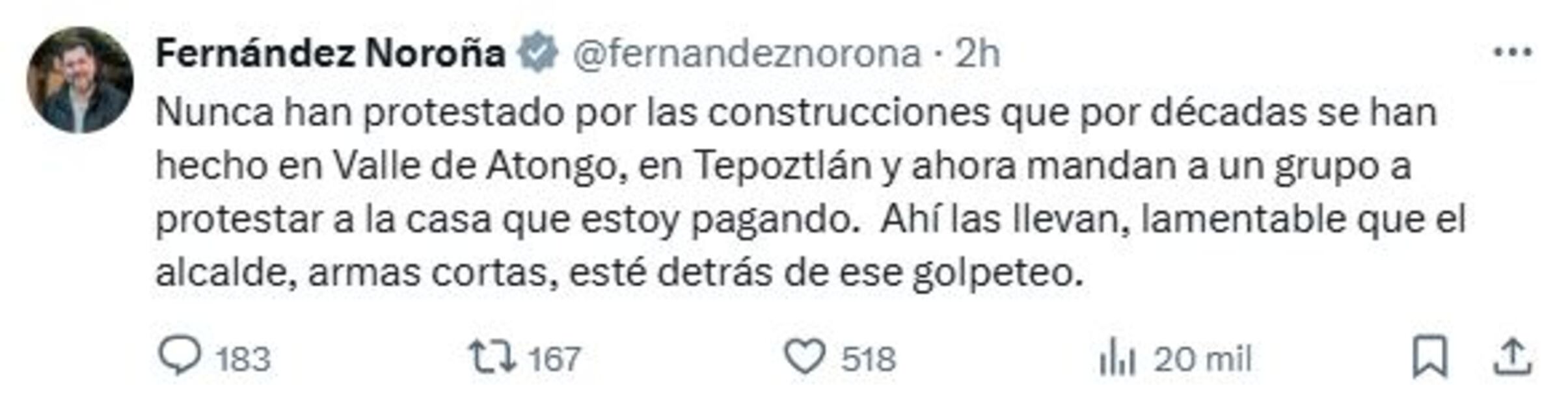 Protestan en casa de Noroña en Tepoztlán. Foto: Captura de pantalla