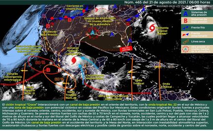 Huracán "Grace" se degrada a categoría 1; continúa avance hacia el centro de México