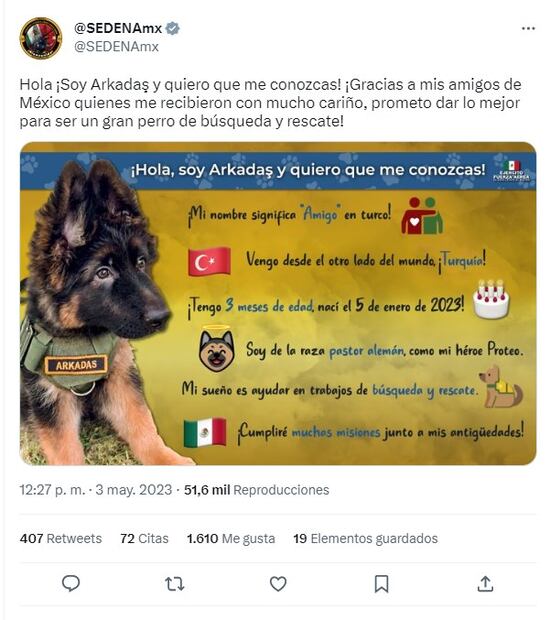 Arkadas fue entregado por Kemal Tuğ, embajador de Turquía en México. Foto: Twitter