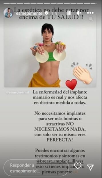 Esmeralda Pimentel festeja un año sin implantes y manda un poderoso mensaje: "Aquí no está la seguridad"