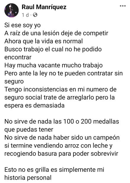 Medallista mexicano busca trabajo tras sufrir lesión: “Recogí basura para poder sobrevivir”