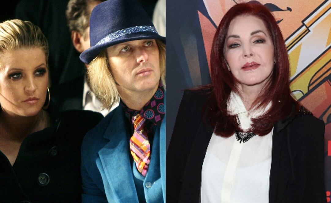 Lisa Marie Presley y Michael Lockwood y la esposa de Elvis, Priscilla. Fotos: AP/Seth Wenig/ AFP/Frederic J. BROWN, Archivo EL UNIVERSAL 