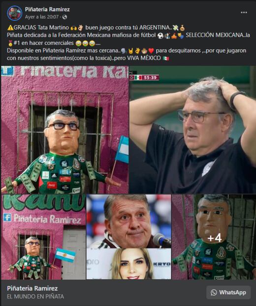 Crean piñata de Gerardo Martino para “desquitarse” por los corajes que provocó en Qatar 2022