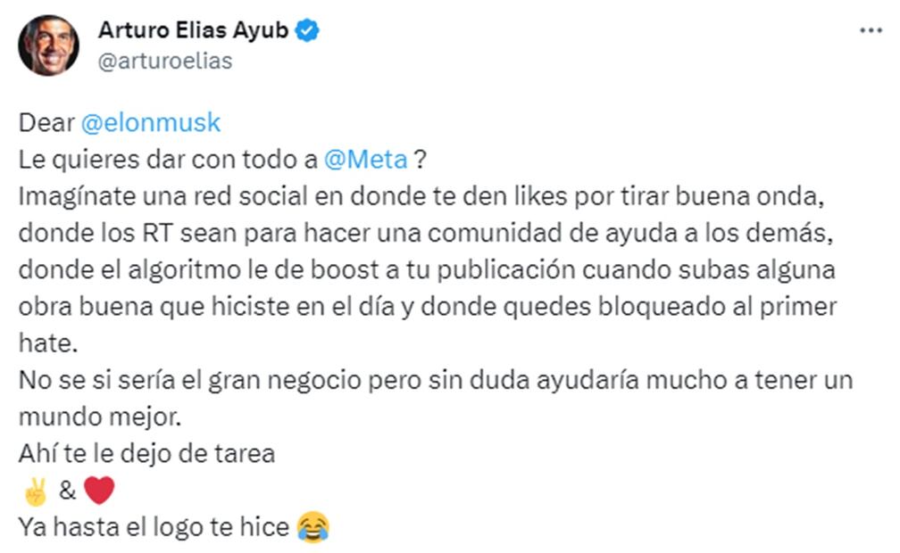 Elias Ayub creó un logo para que Musk lo use. Foto: Twitter. @arturoelias